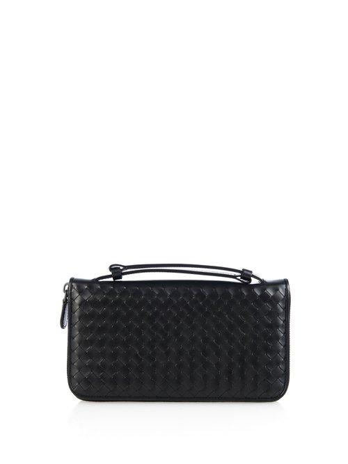 Matchesfashion.com Bottega Veneta - Intrecciato Leather Travel Wallet - Mens - Black