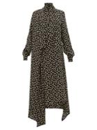 Matchesfashion.com Petar Petrov - Del Rey Polka Dot Asymmetric Hem Silk Dress - Womens - Black White