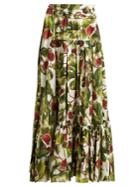 Dolce & Gabbana Fig-print Cotton Maxi Skirt
