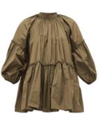 Matchesfashion.com Biyan - Syasta Gathered Taffeta Blouse - Womens - Khaki