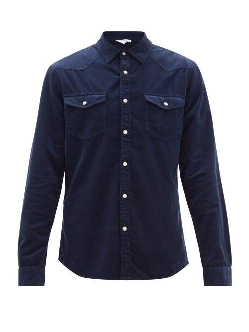 Matchesfashion.com Frame - Double Pocket Cotton Corduroy Shirt - Mens - Blue