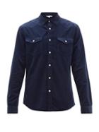 Matchesfashion.com Frame - Double Pocket Cotton Corduroy Shirt - Mens - Blue