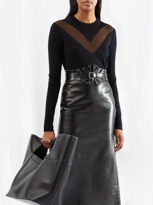 Alexander Mcqueen - Sheer-chevron Sweater - Womens - Black