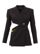 Versace - Safety-pin Cutout Crepe Blazer - Womens - Black