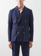 Paul Smith - Double-breasted Wool-twill Suit Jacket - Mens - Navy