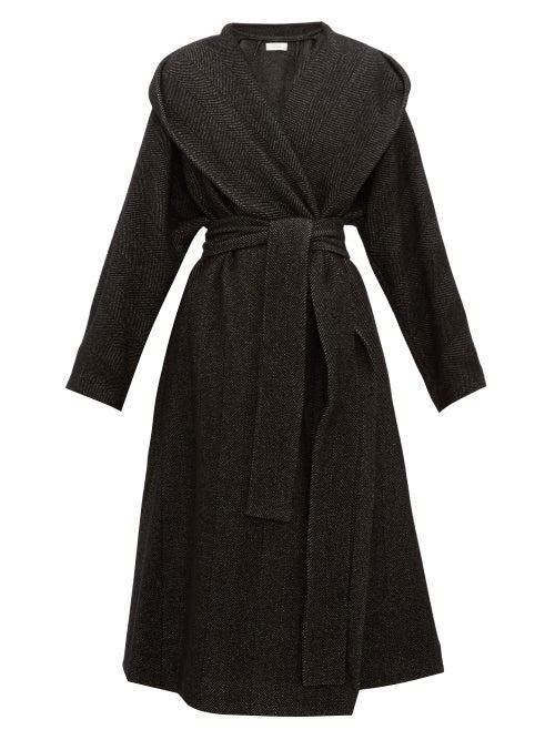 Matchesfashion.com The Row - Audree Cashmere Herringbone Coat - Womens - Dark Grey