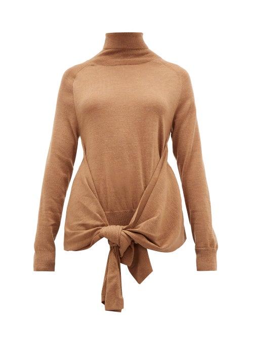 Matchesfashion.com Jw Anderson - Waist Tie Roll Neck Wool Sweater - Womens - Beige