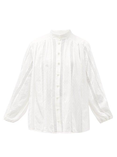 Matchesfashion.com Zimmermann - Suraya Lace Insert Cotton Blouse - Womens - White