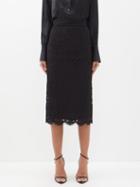 Dolce & Gabbana - High-rise Floral-lace Midi Skirt - Womens - Black