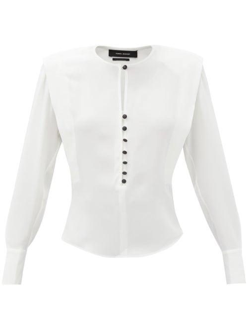 Matchesfashion.com Isabel Marant - Feodia Buttoned Cady Top - Womens - White