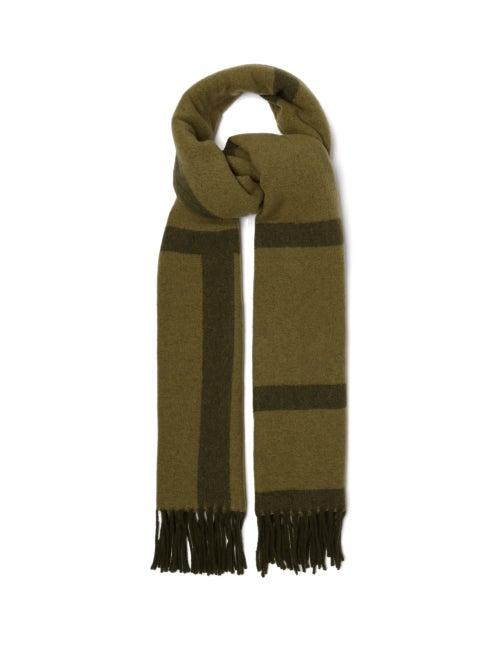 Totme - Monogram-jacquard Wool Scarf - Womens - Green Multi