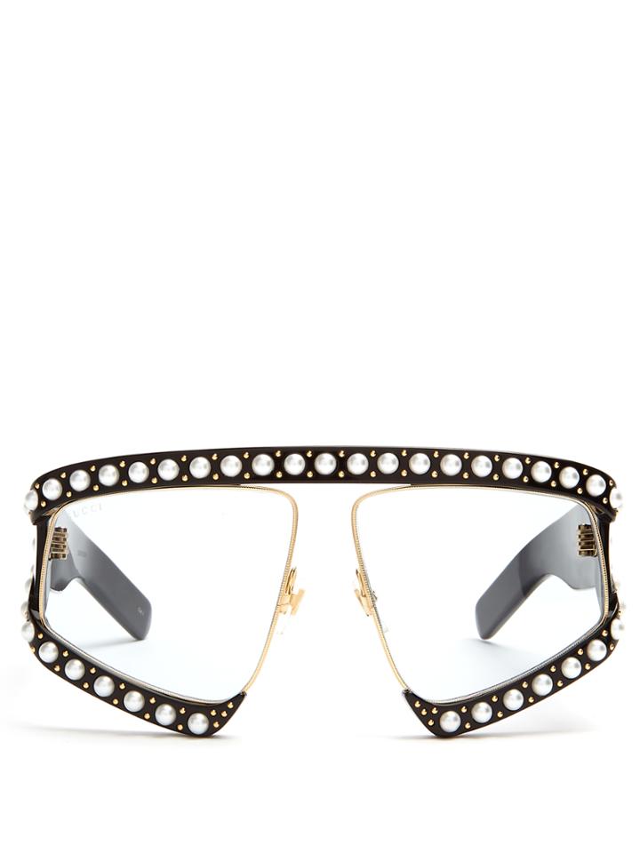 Gucci Embellished Rectangular-frame Sunglasses
