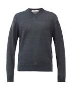 Matchesfashion.com Inis Mein - Donegal V-neck Linen Sweater - Mens - Dark Grey