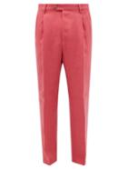 Umit Benan B+ - Pleated Linen-twill Trousers - Mens - Pink