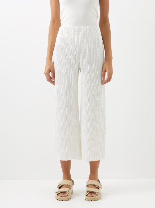 Raey - Pliss Silk-blend Wide-leg Trousers - Womens - Ivory