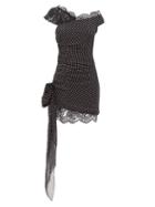 Matchesfashion.com Dundas - Lace-trimmed Polka-dot Silk Mini Dress - Womens - Black White