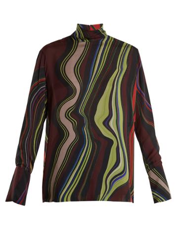 By. Bonnie Young Asylum-print High-neck Silk-chiffon Top