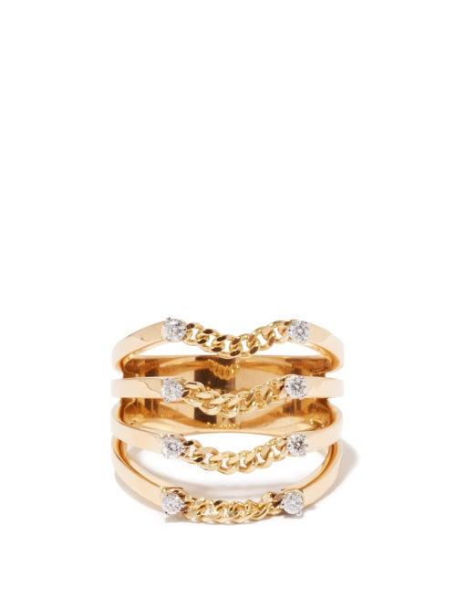 Delfina Delettrez - Unchain My Art Diamond & 18kt Gold Ring - Womens - Yellow Gold