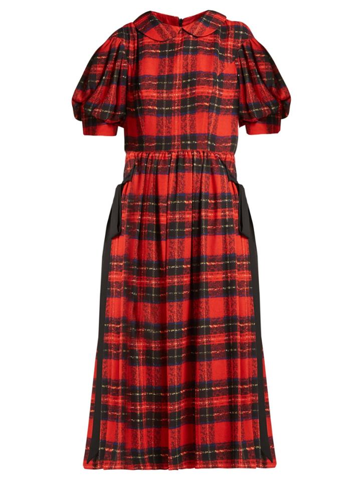 Simone Rocha Tartan Georgette Midi Dress