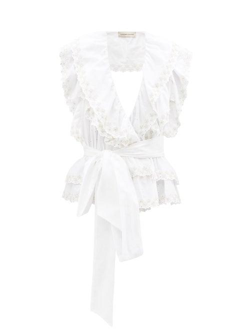 Alexandre Vauthier - Crystal-embellished Cotton Sleeveless Blouse - Womens - White