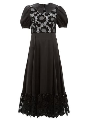 Matchesfashion.com Shrimps - Morpheus Lace Bodice Puff Sleeve Dress - Womens - Black