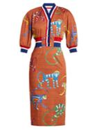 Stella Jean Monkey-print Cotton-blend Dress
