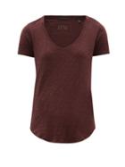 Matchesfashion.com Atm - Scooped V Neck Slubbed Cotton T Shirt - Womens - Burgundy