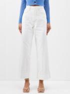 Frame - High-rise Turn-up Wide-leg Jeans - Womens - White