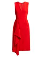 Alexander Mcqueen Waterfall Draped Crepe Midi Dress