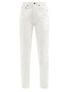 Ladies Rtw Saint Laurent - High-rise Distressed-cuff Cropped Jeans - Womens - White