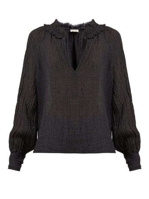 Matchesfashion.com Masscob - Morant Slubbed Linen Blend Blouse - Womens - Black