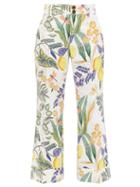 Matchesfashion.com La Doublej - Hendrix Botanical-print Cropped Trousers - Womens - White Print