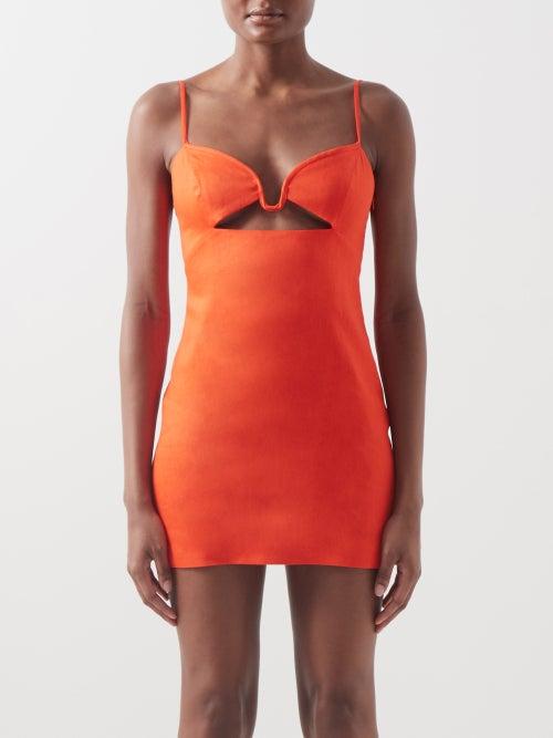 Gauge81 - Chaleg Cutout Linen-blend Twill Mini Dress - Womens - Orange