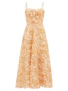 Matchesfashion.com Zimmermann - Peggy Paisley-print Tie-front Linen Dress - Womens - Orange Print