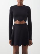 Jw Anderson - Scalloped Cropped Recycled-jersey Sweater - Womens - Black