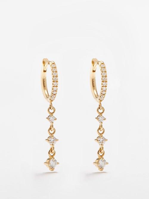 Zo Chicco - Diamond & 14kt Gold Huggie Earrings - Womens - Gold Multi