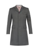 Matchesfashion.com Thom Browne - Striped Sleeve Wool Blend Coat - Mens - Grey