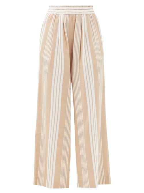 Matchesfashion.com Mara Hoffman - Paloma Striped Tencel-blend Trousers - Womens - Beige Stripe