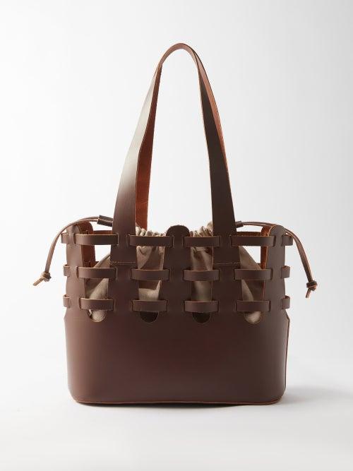 Ancient Greek Sandals - Large Leather Tote Bag - Womens - Dark Brown