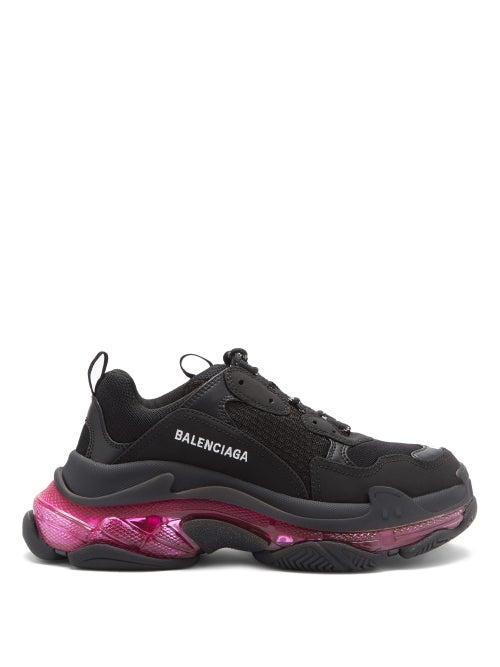 Matchesfashion.com Balenciaga - Triple S Leather And Mesh Trainers - Womens - Black Pink