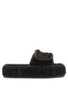 Versace - Medusa Logo-jacquard Cotton-terry Slippers - Womens - Black