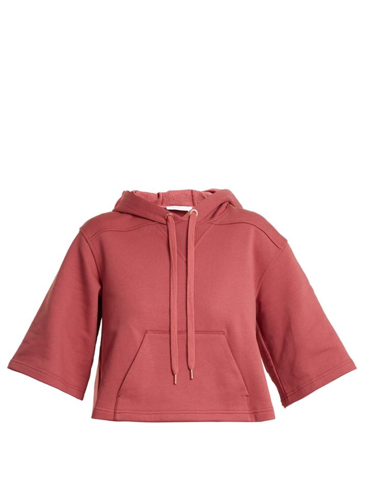 See By Chloé Cropped Cotton-jersey Hooded Sweatshirt