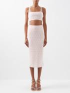 Fendi - Ff-logo Jacquard Crop Top And Midi Skirt - Womens - Light Pink