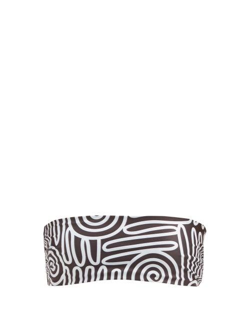 Matchesfashion.com Mara Hoffman - Abigail Squiggle-print Bandeau Bikini Top - Womens - Black White