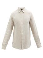 A.p.c. - Vincent Logo-emboridered Linen Shirt - Mens - Beige
