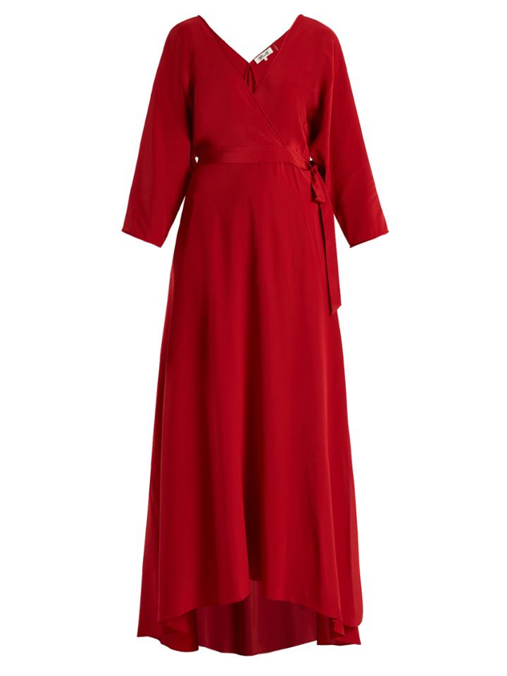 Diane Von Furstenberg V-neck Wrap Silk Crepe De Chine Gown
