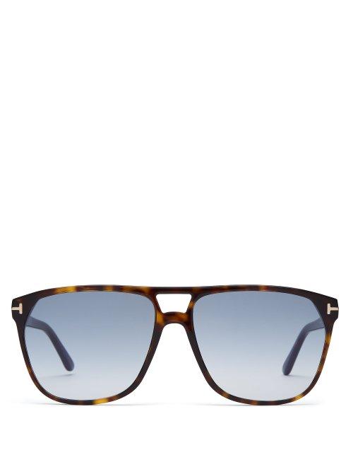 Matchesfashion.com Tom Ford Eyewear - Shelton Tortoiseshell Aviator Sunglasses - Mens - Tortoiseshell