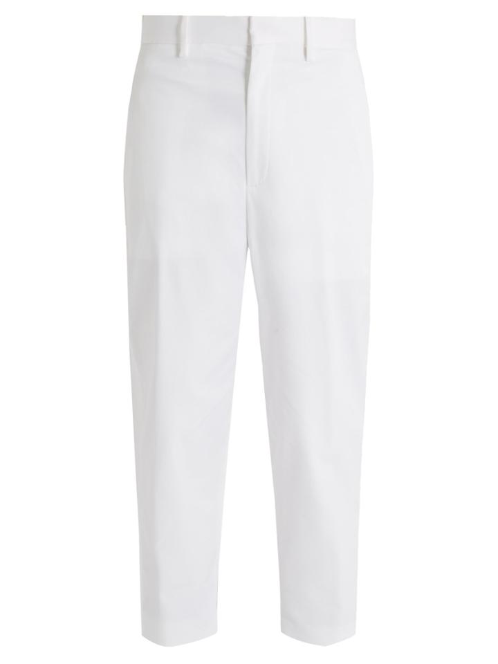 Neil Barrett Tapered-leg Stretch-cotton Cropped Trousers