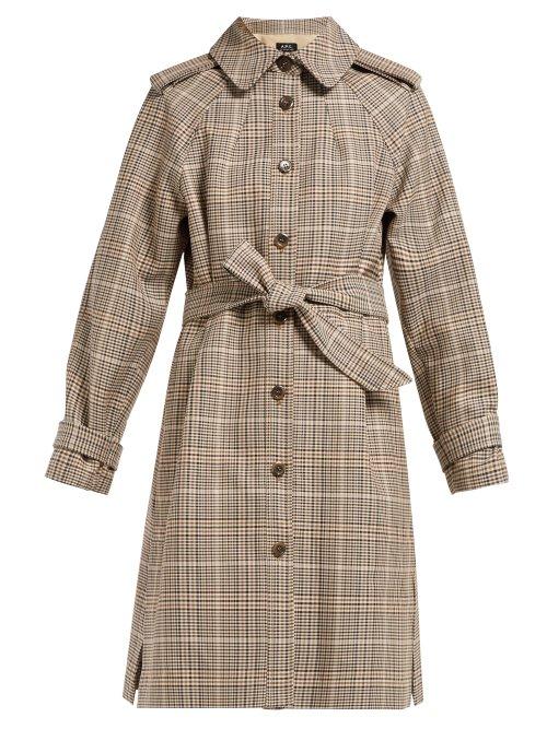 Matchesfashion.com A.p.c. - Ava Checked Cotton Twill Trench Coat - Womens - Beige Multi