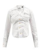 Vivienne Westwood - Logo-embroidered Asymmetrical Striped Poplin Shirt - Womens - White Stripe
